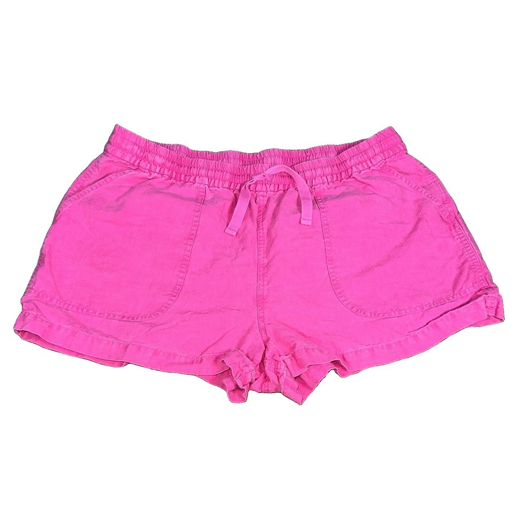 J. Crew Pink Seaside Linen Blend Shorts Pull On Beach Coastal 2" Inseam Womens L